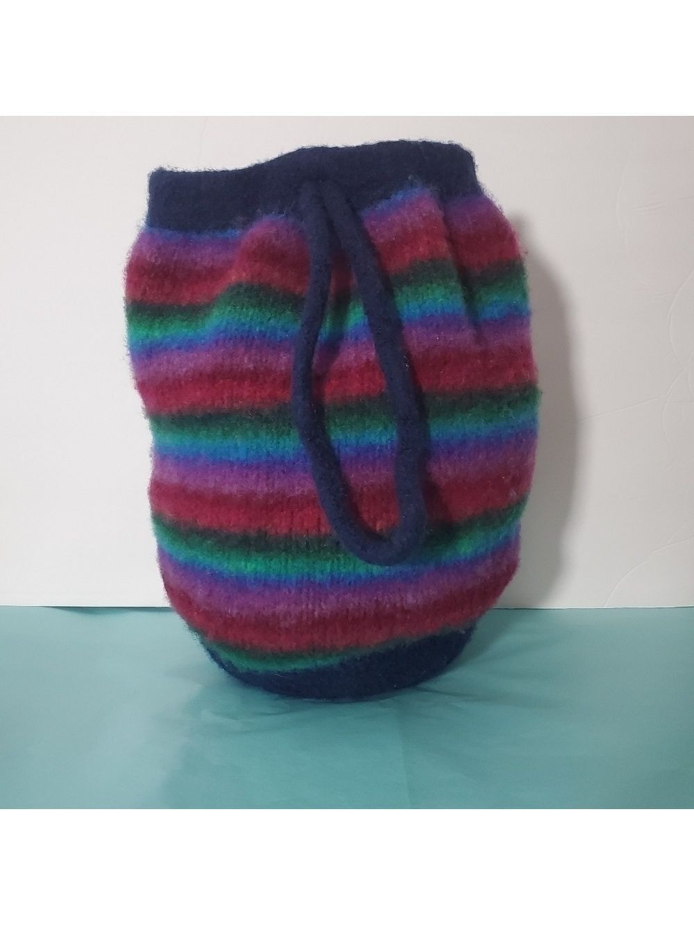 Artisan Hand Crafted Handmade Multi Color Striped Felted Wool Hobo Sling Bag